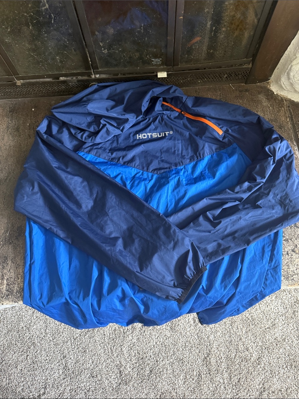 Hotsuit Men's Two-Tone Blue Windbreaker with Orange Zip